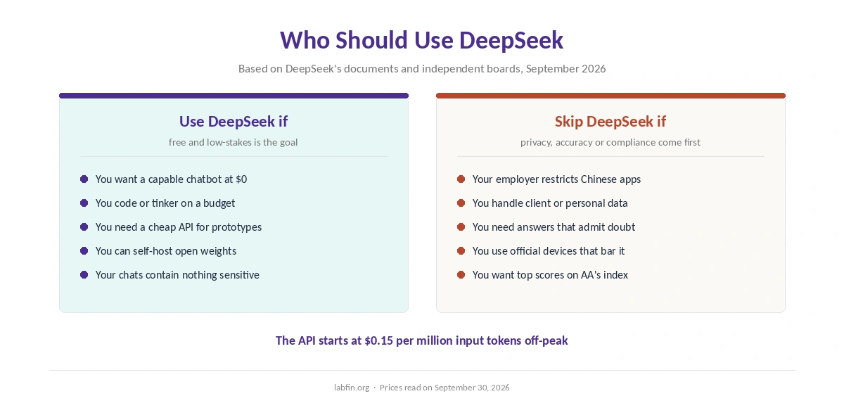 Who should use DeepSeek and who should skip it, by what matters most to them
