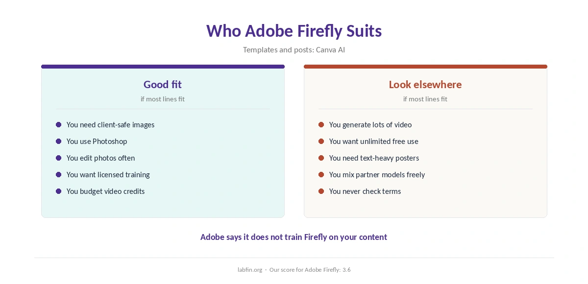 Who Adobe Firefly suits and who should pick another tool