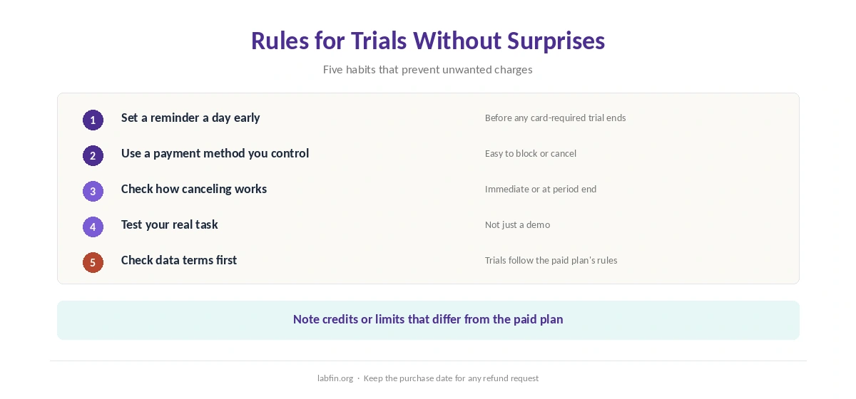 Rules for using AI free trials without surprise charges