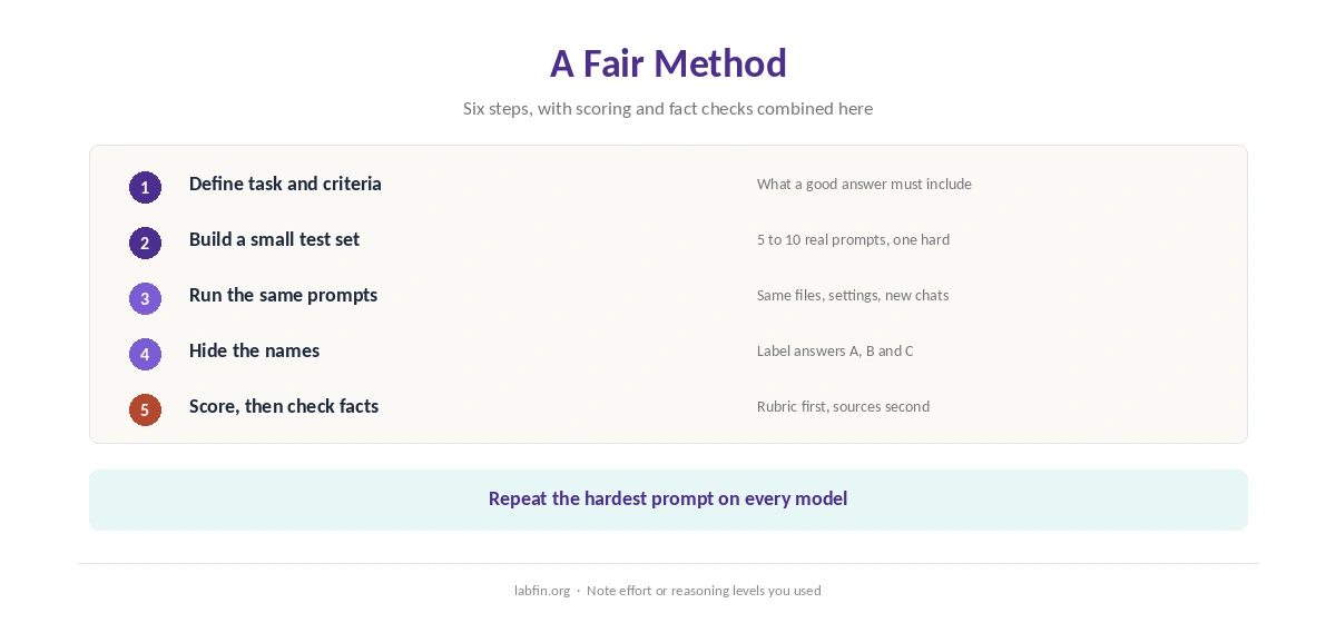 A six-step method for comparing AI model outputs fairly