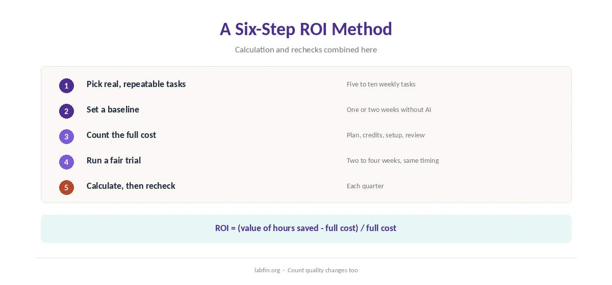 A six-step method to measure the return on an AI tool