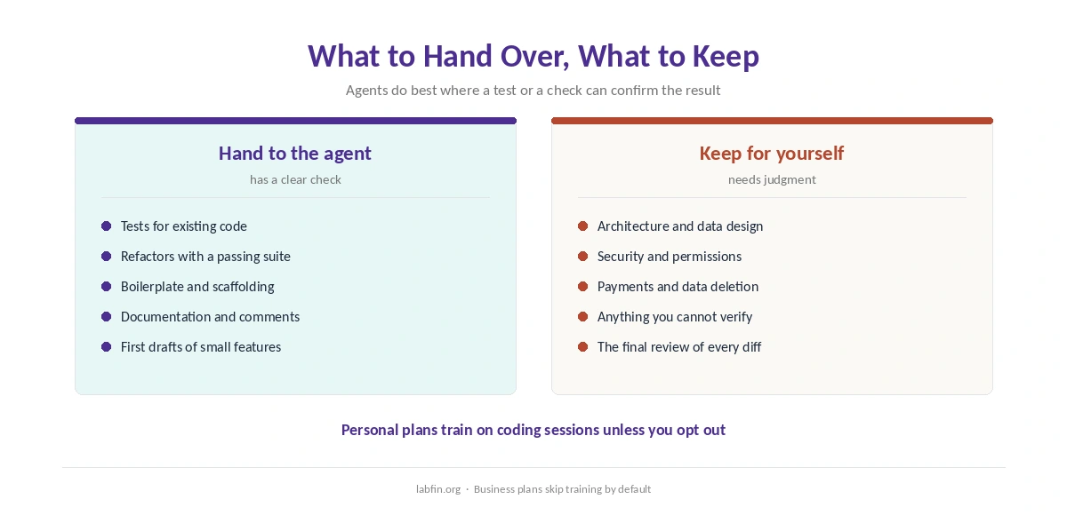 Which parts of a coding project to hand to an AI agent and which to keep for yourself