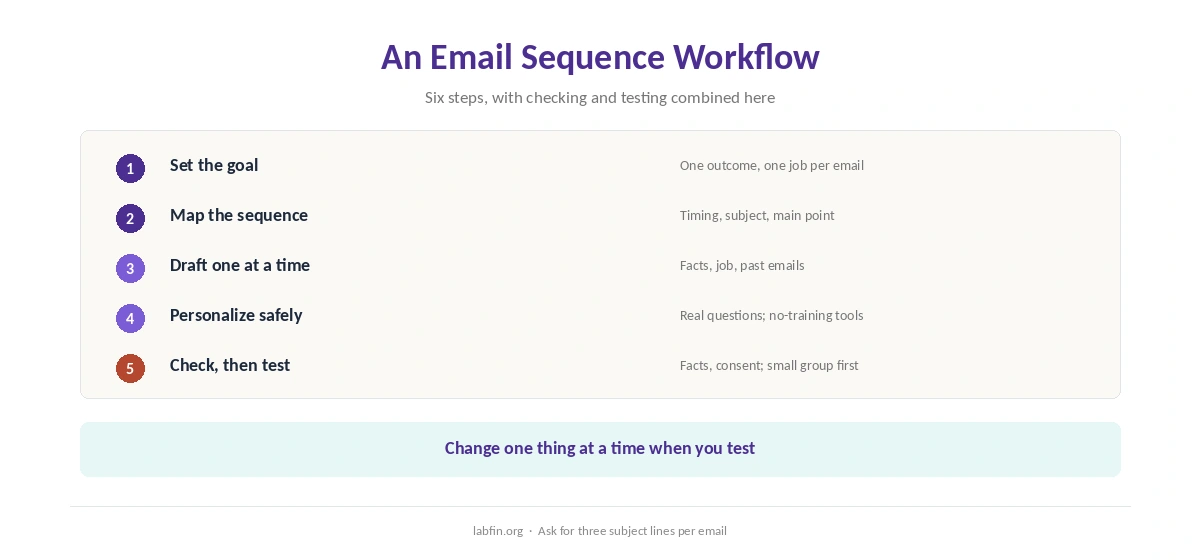 A six-step workflow for writing email sequences with AI