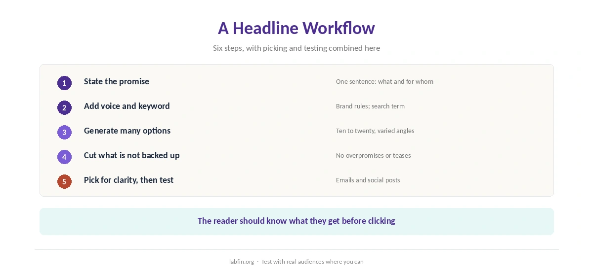 A six-step workflow for writing headlines with AI